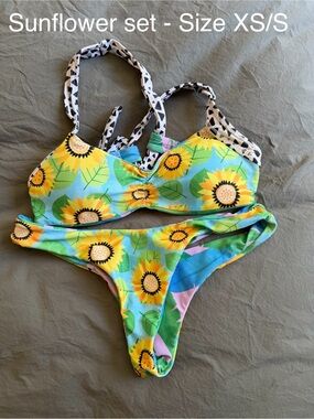 moana bikini Sunflower Print Bikini - Yellow/Green/Blue